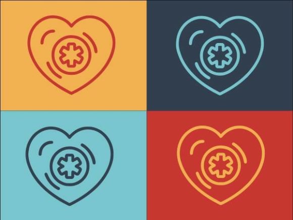 Medical Cross in Heart: Graphics and Logos for Creative Design