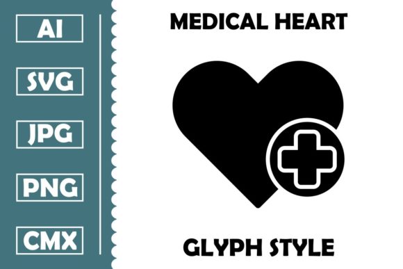 Medical Heart Vector Glyph Icon Design