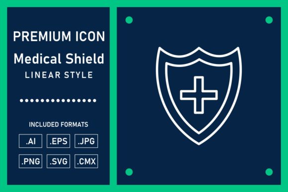 Medical Shield Linear Vector Icon Graphics and Icons