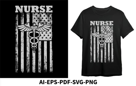 Nurse USA Flag, Nurse T-shirt Design