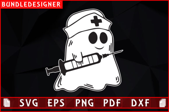 Vector Nurse Ghost with Syringe Design
